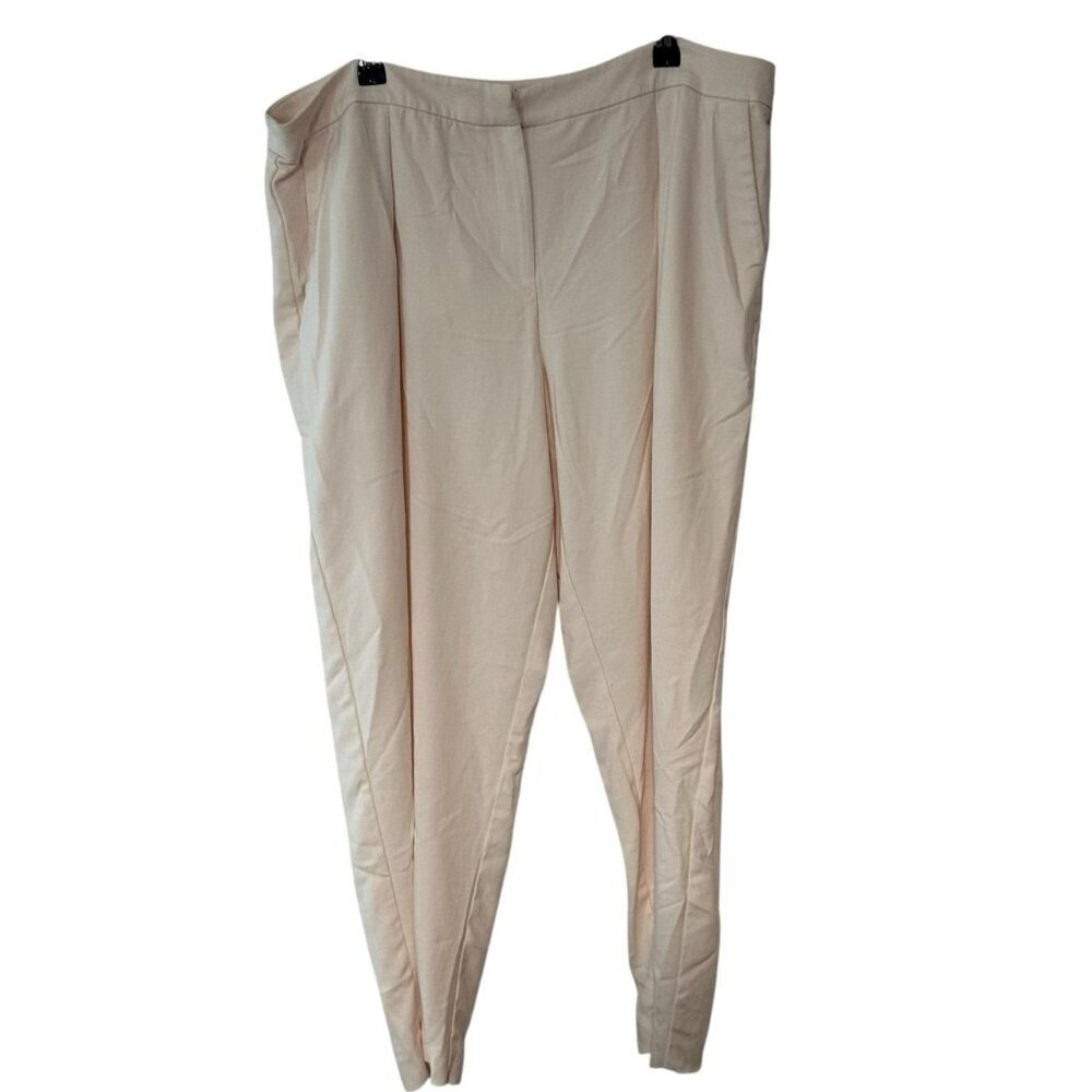 EILEEN FISHER Pants Tencel Spandex Tapered Ankle Trousers Peachy Ivory Color 16